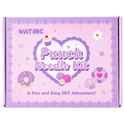 WATINC Christmas Punch Needle Coaster Kits - 23Pcs Easy Art Work Decor Craft Supply for Beginners, DIY Set of 6 Pattern Tufted Pads with Adhesive Felt Yarns Tools Instruction Customized Boxes (Purple)