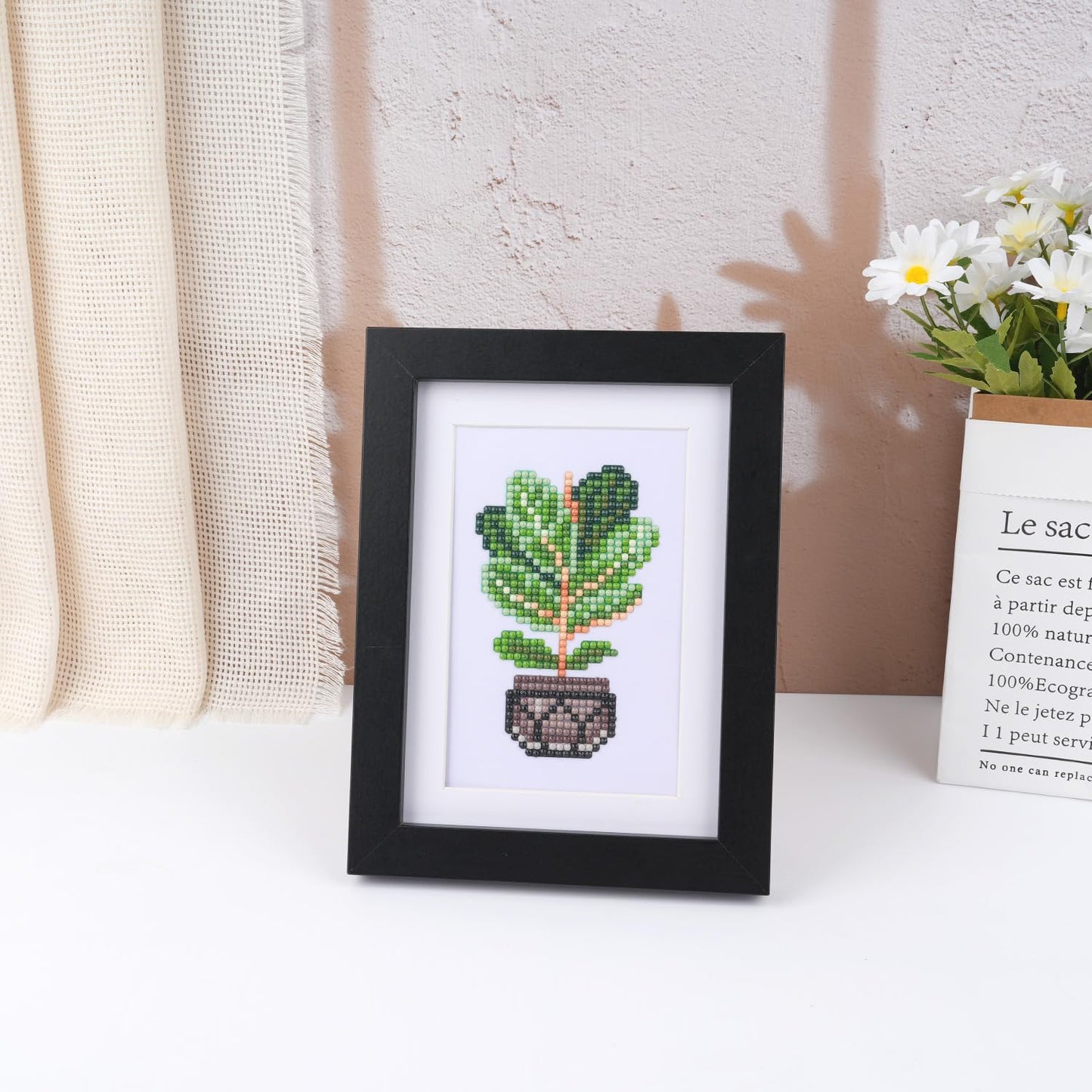 Apomelo 12pcs Small Diamond Art Kits Green Plants, Round Drill Mini Small Diamond Art Kits for Adults Beginners,Mini Diamond Art for Home Wall Desktop Art Decor, 6X8 inches