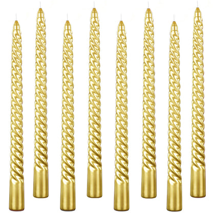 10 Inch Taper Candle, Set of 12,Tapered Candles Burn for 7 Hours, Long Sticks,Tall Candlesticks, Dinner Party, Wedding, Halloween (25cm, Gold)