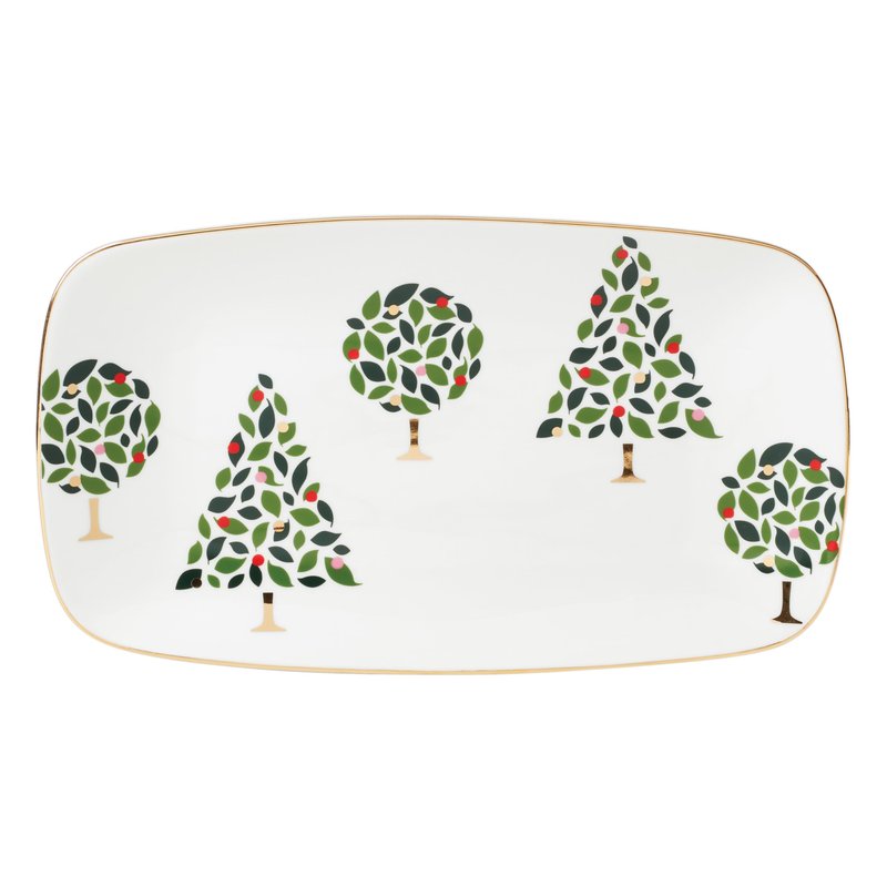 kate spade new york Evergreen Hors D'oeuvres Tray, 1 Count, White, Christmas & Holiday Hosting