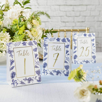 Kate Aspen Blue Willow Wedding Table Numbers (1-25), One Size, Seat Assignments & Table Decor