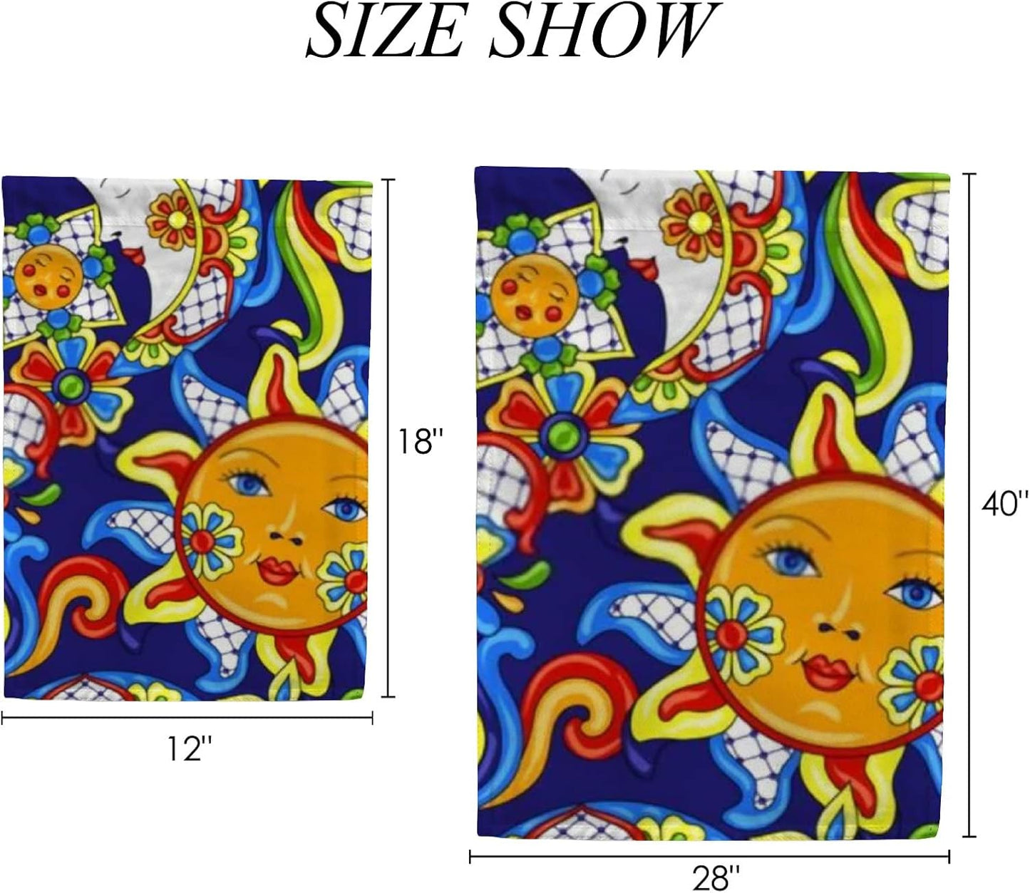 ZHONGJI Garden Flag Yard Flag Mexican Talavera Cute Pattern Blue Vertical Double Sided Design 12x18 Inch