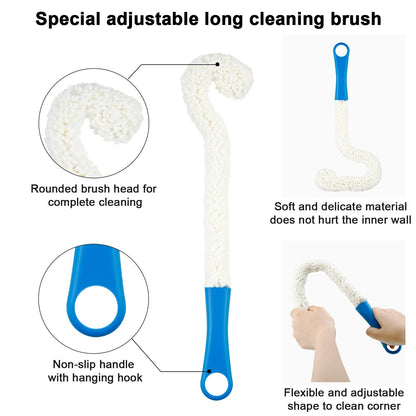 Boao 3 Pcs Decanter Cleaning Brush Wine Glass Decanter Flexible Bottle Brush Set with Cleaning Beads Household Tools for Bottle Goblets Glasses Cups (Blue)
