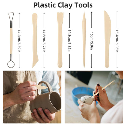 AULEEP Clay Sculpting Tools Kit, 35 PCS Air Dry Clay Tool, Polymer Clay Tools, Portable Clay Pottery Supplies for Adults, Pottery Craft, Dotting, Carving, Molding, Modeling, Drawing, Shaping