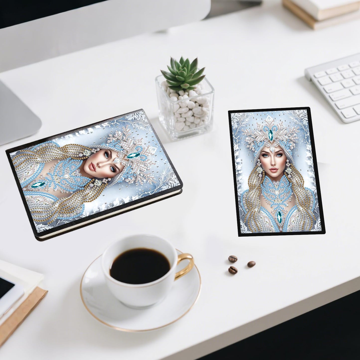 JZHYOAN Woman Diamond Art Note Book Gem Art Dairy Travel Drawing Message Art Notebook for Adult DIY Diamond Painting Blank Notebook Kits Cross Stitch Mosaic Notepad Embroidery for Office Desk Decor