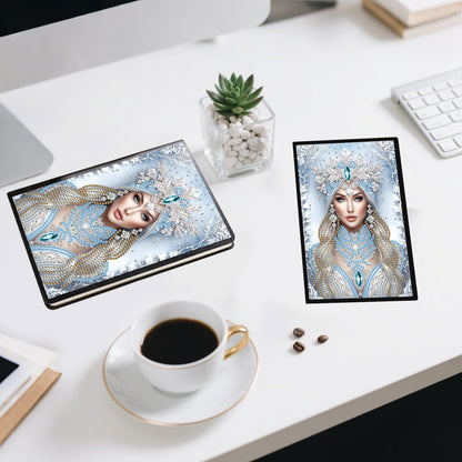 JZHYOAN Woman Diamond Art Note Book Gem Art Dairy Travel Drawing Message Art Notebook for Adult DIY Diamond Painting Blank Notebook Kits Cross Stitch Mosaic Notepad Embroidery for Office Desk Decor