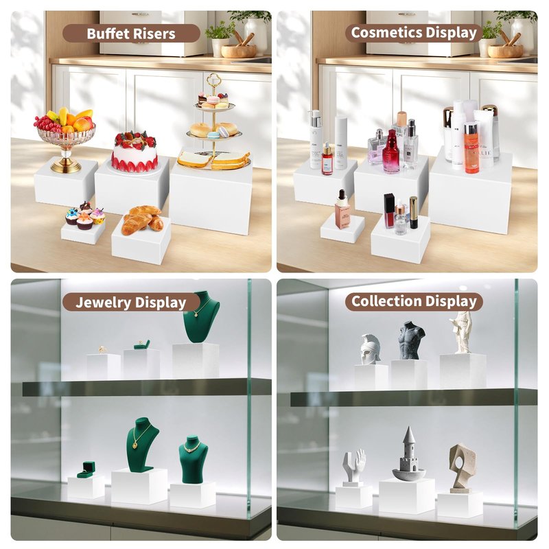 8PCS Buffet Risers，Large Food Risers for Buffet Table, Dessert Table Display Set,Food Stands for Display Party，Collectibles Jewelry Display Stand, Acrylic Cube Boxes big size(10"-9"-8"-7"-6"-5"-4"-3")
