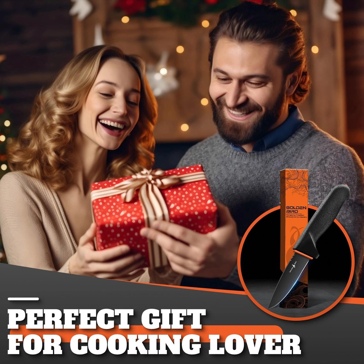 Golden Bird Drop Point Knife - 4-inch Utility Knives with German Stainless Steel, Small Boning Knife, Perfect for Trimming, and Precision Cutting - Gift for Men