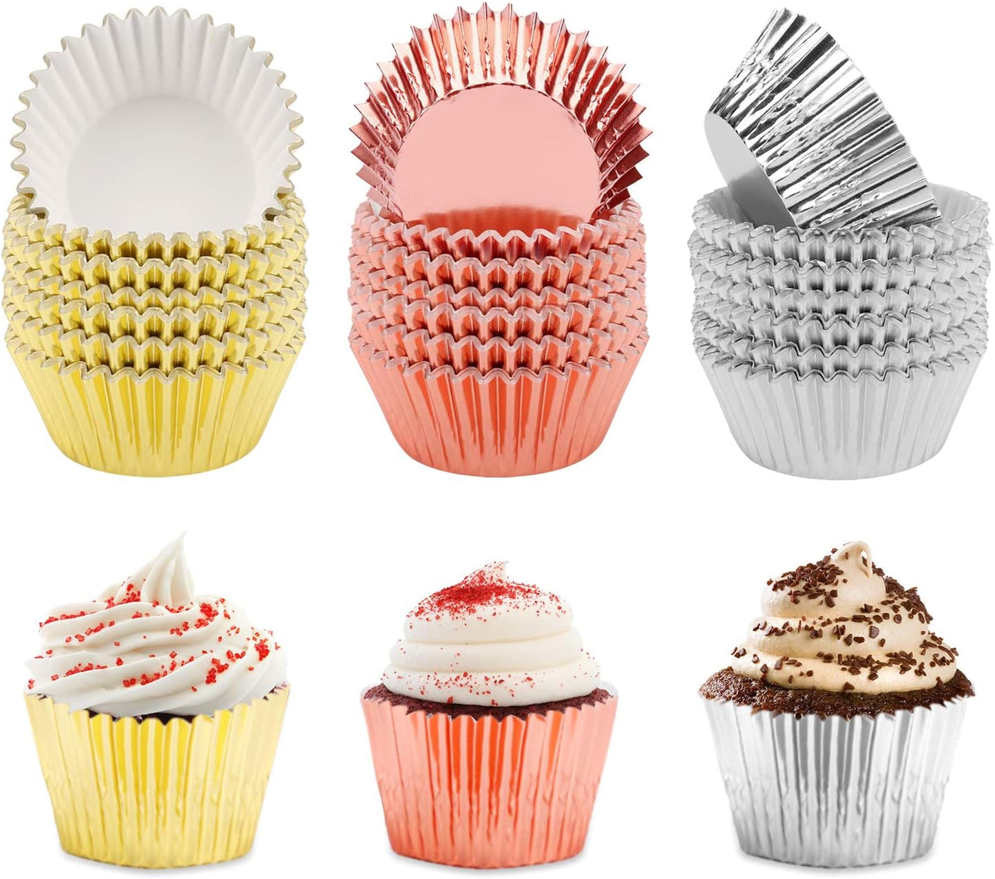 Foil Cupcake Liners, Standard Size Rainbow Baking Cups, 500 Pieces for Weddings, Birthdays, Baby Showers