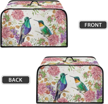 TODIYADDU Hummingbird Floral Slow Cooker Cover, Trendy Dust Cover with Storage Pocket for Kitchen Appliances
