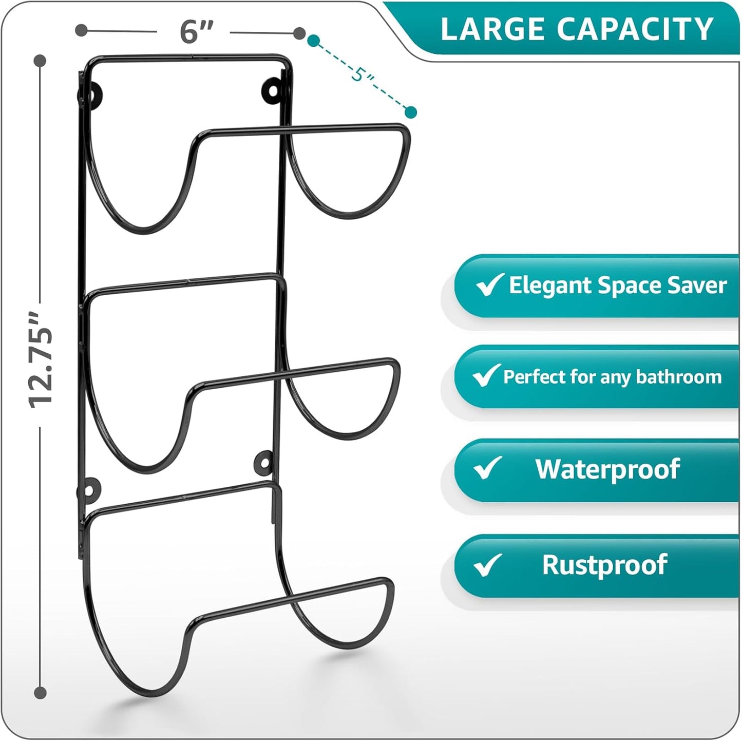 12 Sorbus Towel Holder for Bathroom Wall - Level Wall Mounted Towel Rack Shelves for Rolled Bath Towels, Washcloths
