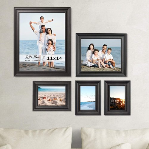 LaVie Home 5x7 Picture Frame - Rustic Black Photo Frame Set with High Definition Glass for Wall & Table Display