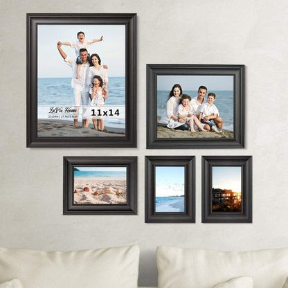 LaVie Home 8x10 Picture Frame - Rustic Black Design with Tempered Glass for Wall & Table Display