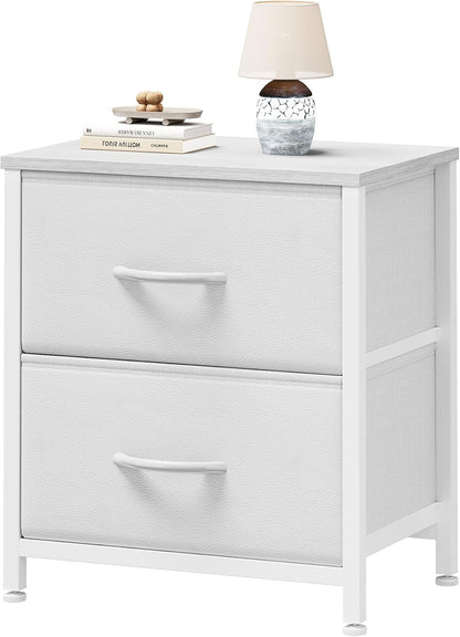 2 20" Closet, Sweetcrispy Nightstand with Storage Drawers, Height Small Bed Side Furniture End Table, Wooden Top Fabric