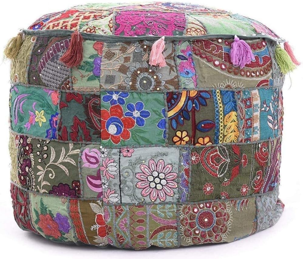 The Harry Creations 14"x22") Decorative Patchwork Comfortable Indian Ottoman Ethnic Cotton Cushion Bean Bag Designs