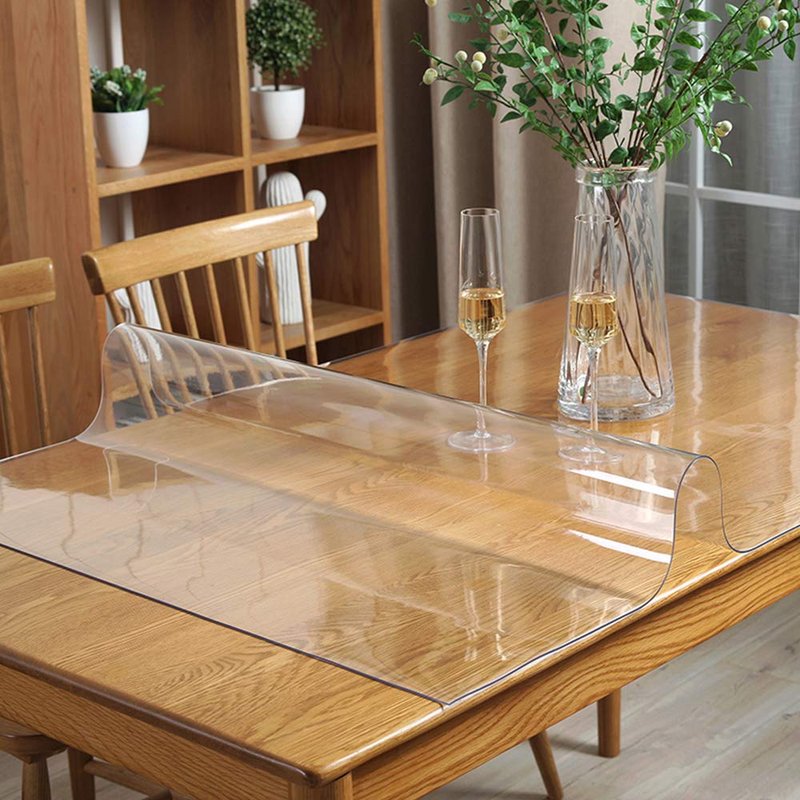 42 X 78 Inch Clear Table Protector Eco Clear Plastic Vinyl Tablecloth Rectangle Protective Desk Office Top Pad Cover Glass Wood Dining Coffee End Tabletop Protection Mat Clean Polyester Wipeable PVC