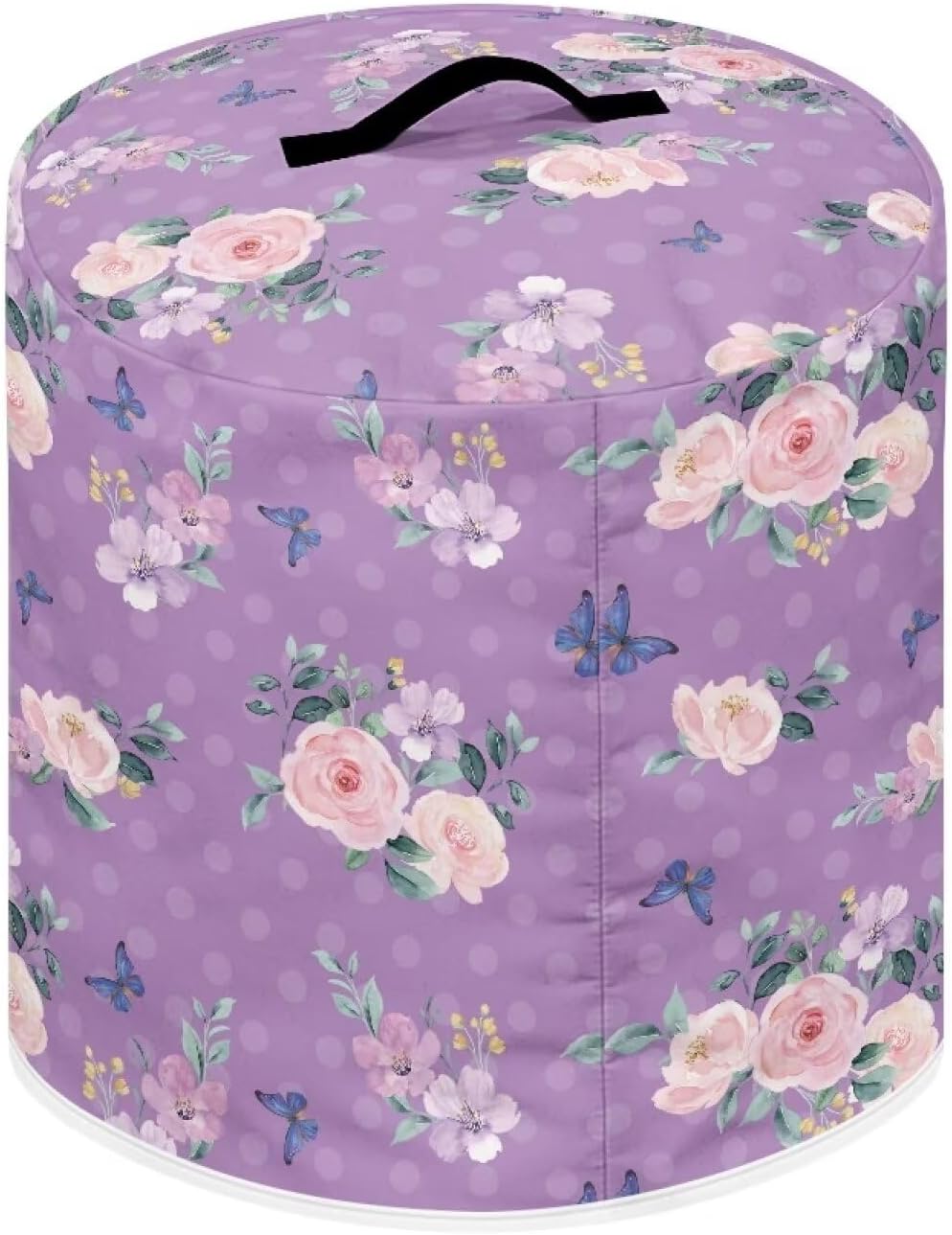 Purple Rose Butterfly Electric Pressure Cooker Cover: Round Protective Bag with Pocket for Instant Pot or Rice Cooker