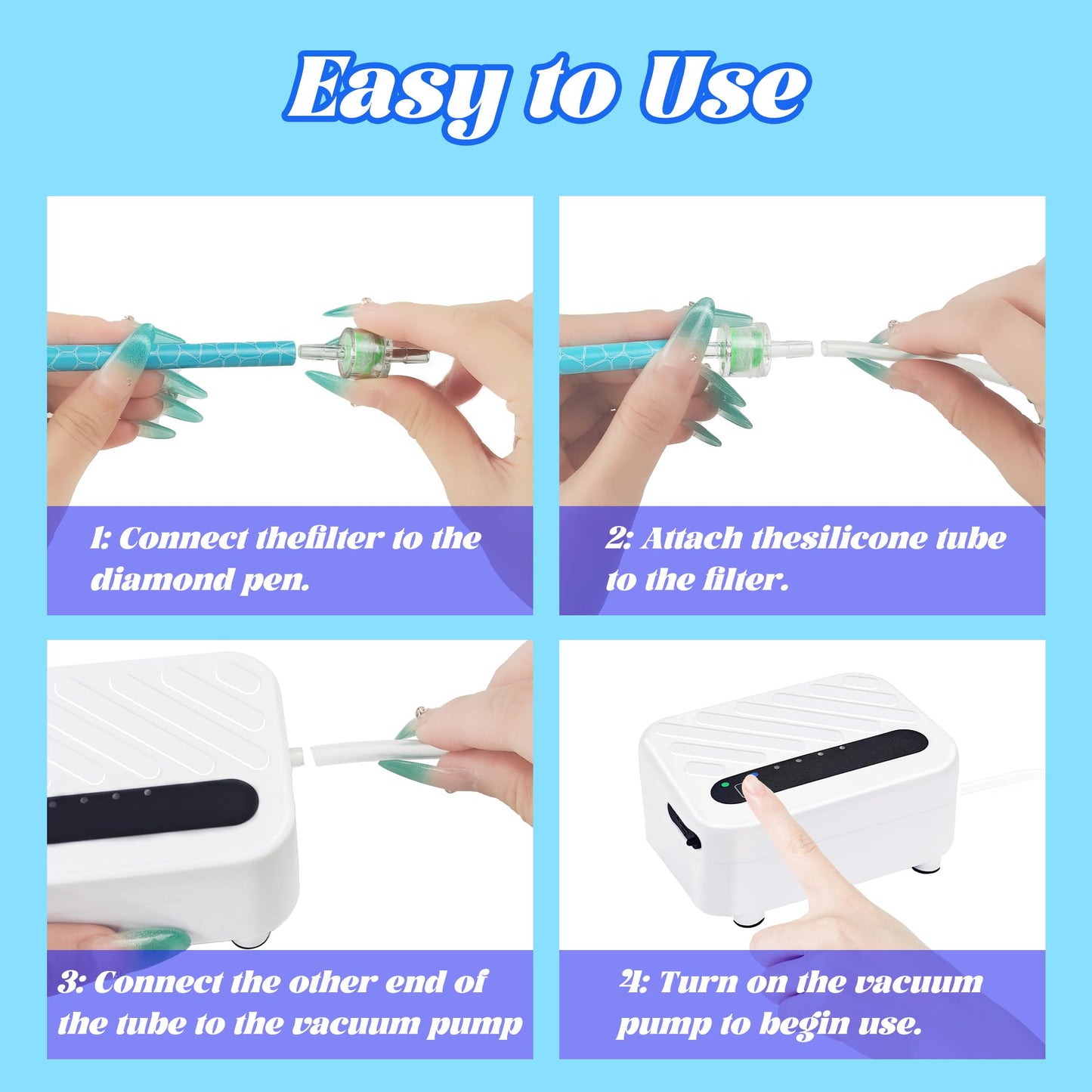 Mlife Electric Diamond Art Painting Pen, Rechargeable Vacuum Pump Diamond Pen for Diamond Painting - 3 Adjustable Suction Mode, Diamond Art Vacuum Pen Tool Kits, No Wax Needed(White)