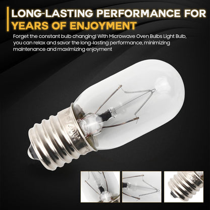 Seentech Microwave Oven Bulbs - Model 8206232A, 125V 40W E17 Base for Under Hood and Lava Lamps