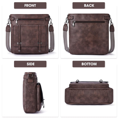 Roulens Crossbody Bags for Women,Multi Pocket Crossbody Purses Vegan Leather Shoulder Handbags Travel Purse Adjustable Strap