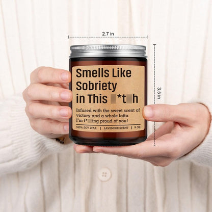 GSPY Smells Like Sobriety Candle - Sobriety Gifts for Women, Men - 2 Year Anniversary, 1 Year Sober Gifts Ideas - Funny Birthday, Sober Celebration, Recovery, Proud of You Present for Her, Him