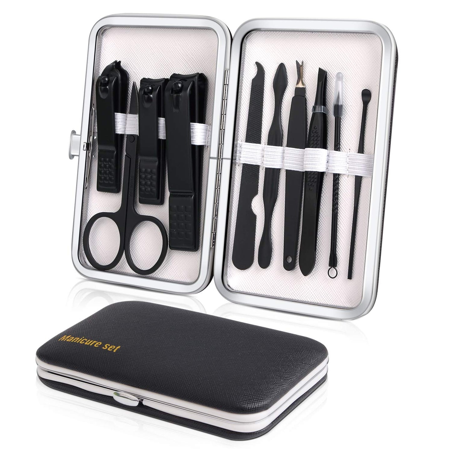 Manicure Set, Travel Mini Nail Clippers Kit Pedicure Care Tools, 10pcs Stainless Steel Grooming kit (Pink)