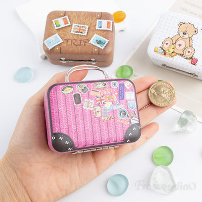 Framendino, 5 Pack Mini Suitcase Boxes Small Cartoon Tin Rectangular Handbag Jewelry Coin Container for Party Wedding Decorations