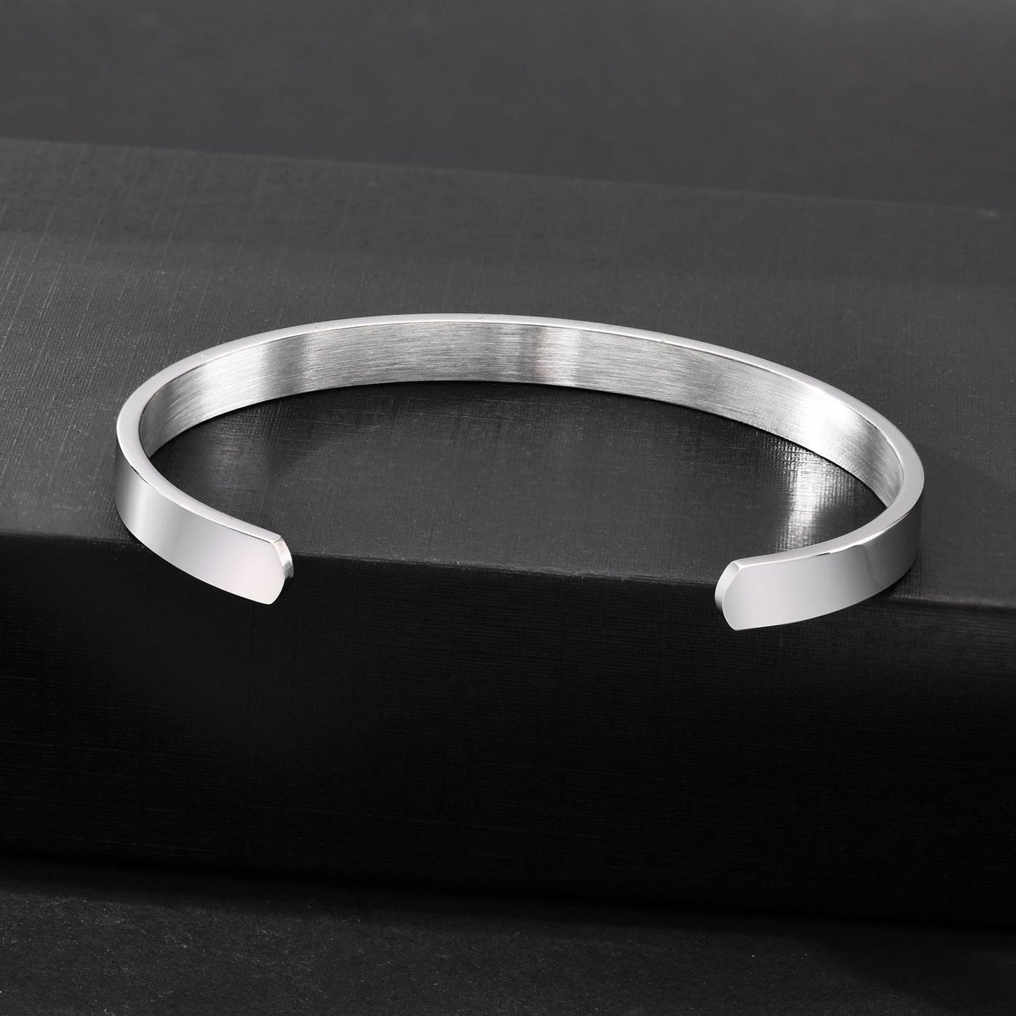 MEALGUET Stainless Steel Mens Cuff Bracelet : Minimal Cool Silver Open Metal Cuff Bangle Bracelets for Men,65mm,Mens Bracelet Jewelry
