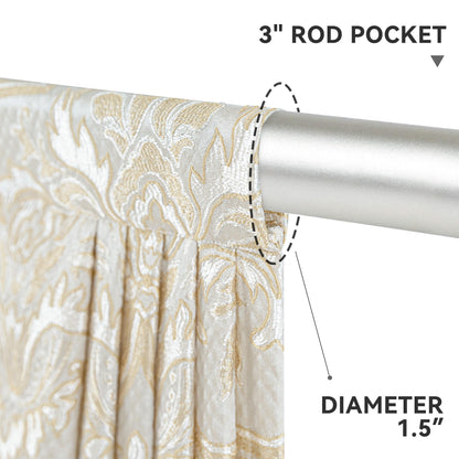 Loom and Mill European Elegant Waterfall Valance for Living Room, Luxury Jacquard Frame Swag Valances with Tassels, Beige Gold Floral Swag Curtains for Bedroom Window Holiday Decor(W59 Inch,1 Panel)