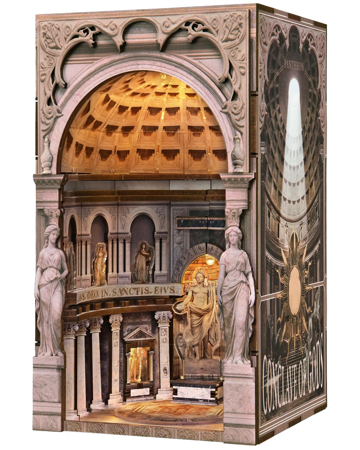 MiniCity DIY Book Nook Kit for Adults, 3D Wooden Puzzle Booknook Miniature House Kit (Pantheon)