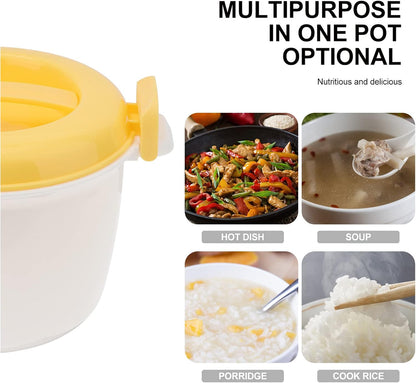 Microwave Food Container, 1L Rice Cooker Maker, Steamer Microwave Cookware for Rice, Chicken, Pasta