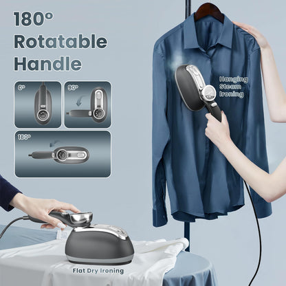 Killrose Steamer for Clothes, 2 in 1 Iron for Clothes, 1200W Steam Iron, 3 Level Adjustable Settings, Clothes Steamer Handheld, 180° Rotatable Portable Handheld, Water Tank, Thermometer