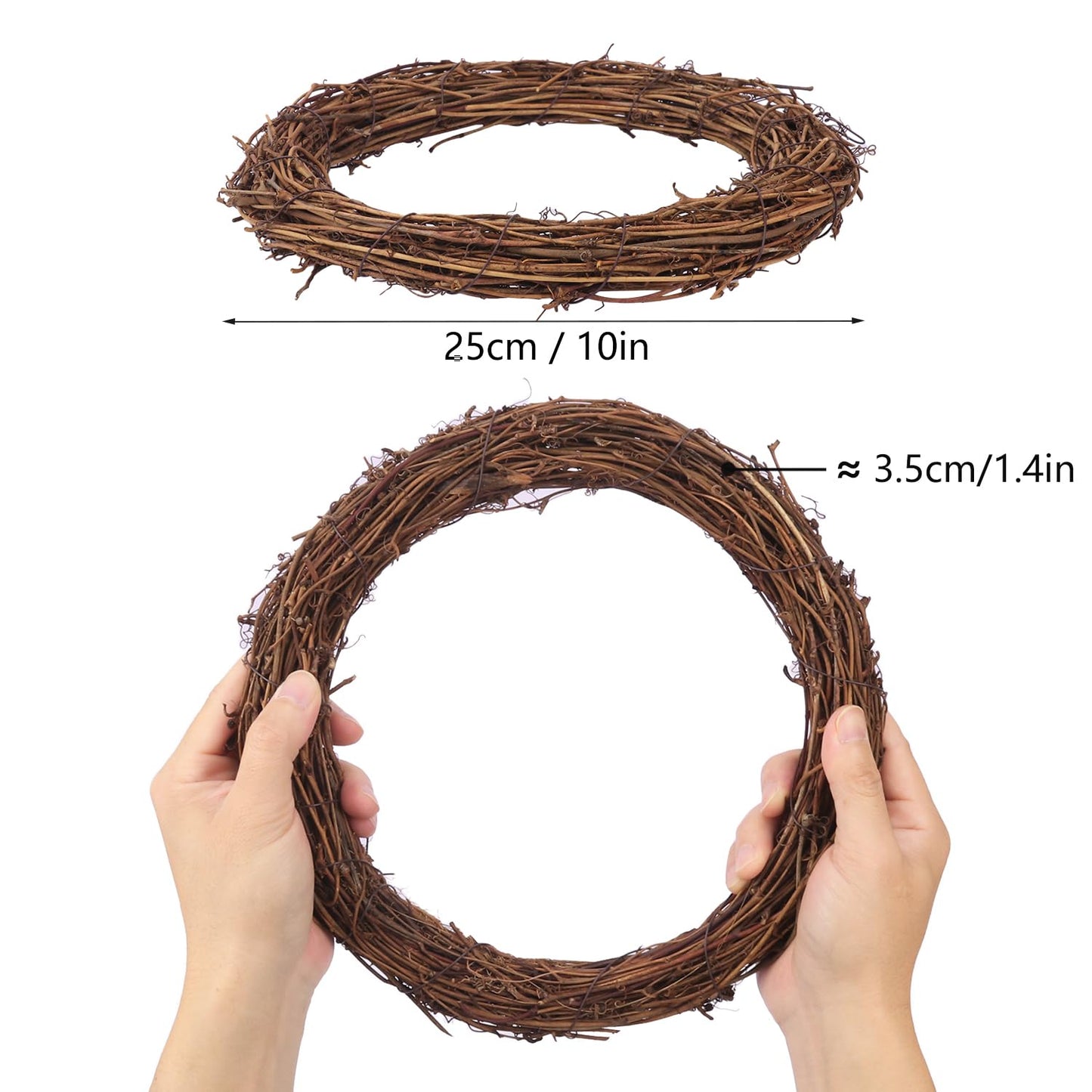 IHDYPPEW 8 PCS 10 Inch Natural Grapevine Wreaths, Round Rattan Wreath Grapevines Wreath Bulk, Grape Vine Wreaths for DIY Crafts, Festival, Christmas, Wedding, Restaurant & Home Decoration