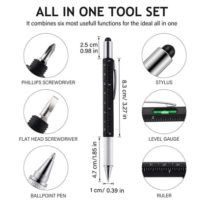 Weewooday 10 Pieces 12 Inch Architectural Scale Ruler Aluminum Triangular Engineering Ruler Scale with 6 in 1 Multitool Pen Ballpoint Pen for Architects, Draftsman, and Engineers