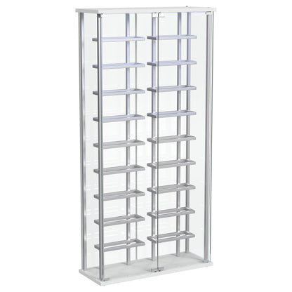 Coaster Home Furnishings Montara LED Tempered Glass Wine Storage Curio Cabinet, Modern Curio Bar Cabinet with Glass Doors and LED Strips, Chrome