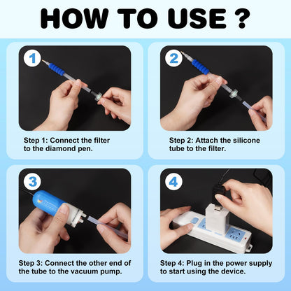 BAOOOHEE Electric Diamond Painting Pen-Vacuum Diamond Painting Pen,40PCS Diamond Painting Accessories Tools-Adult Diamond Painting Kit for Inlaying AB Grade Gemstones, No Wax Required(Blue)