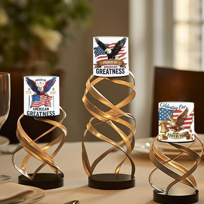 NETILGEN 3 inch Flameless LED Candles for July 4th Independence Day Decor Set of 4 Timer Remote Flickering Flameless Candles with Battery Operated American Flag Eagle 250th Anniversary