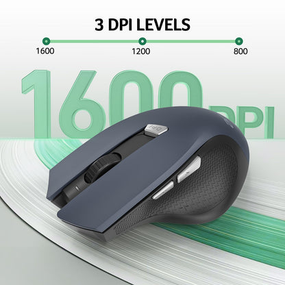 acer Wireless Mouse for Laptop, 2.4GHz Computer Mouse 3 Adjustable DPI Office Cordless USB Mice with USBA Receiver, 6 Buttons, 1600 DPI, Medium to Large Sized Hands Compatible with PC, Laptop, Desktop