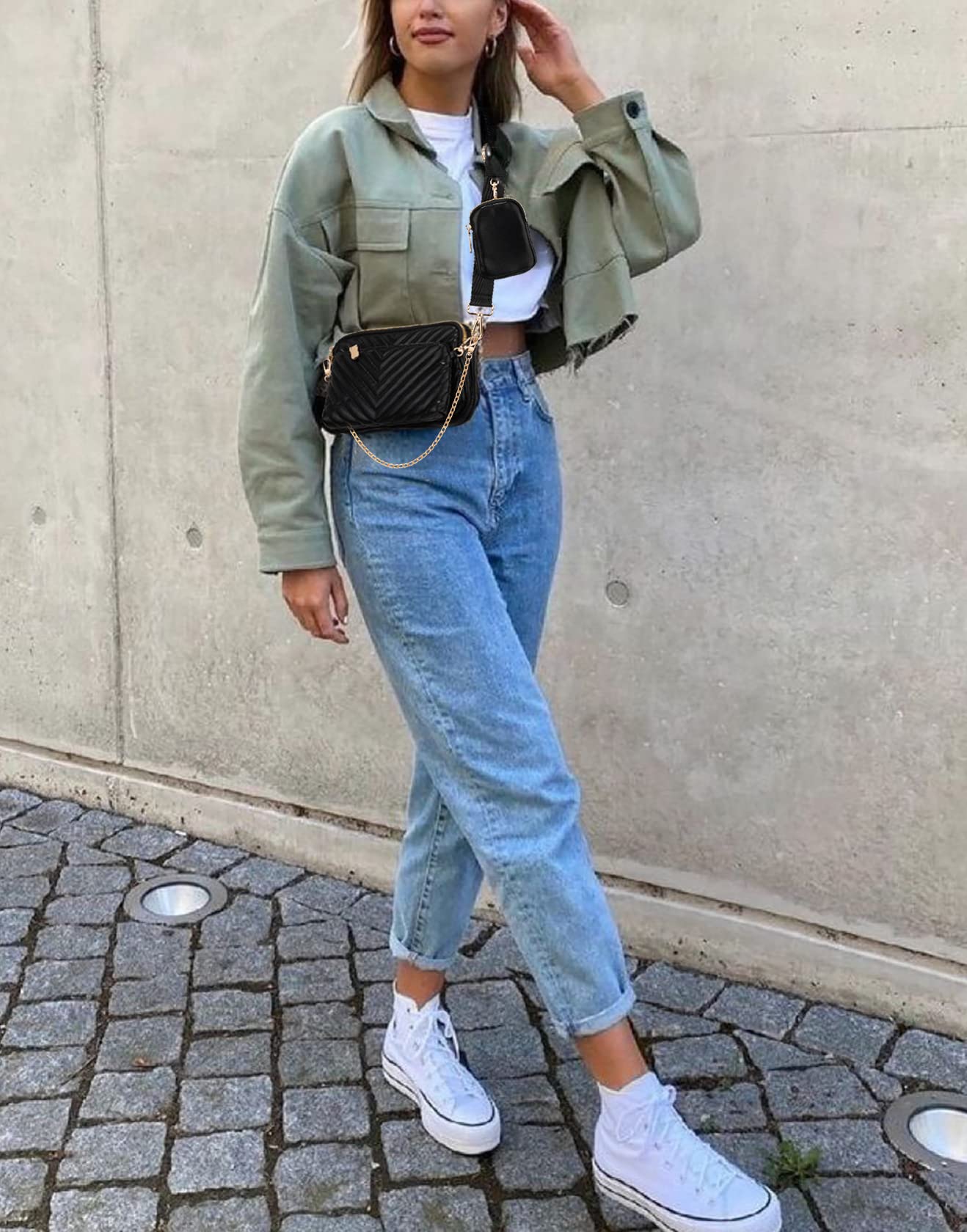 UTO Small Crossbody Bags for Women 3 in 1 Trendy Belt Purse Fashion Designer Mini Cute Sling Fanny Chest Pack