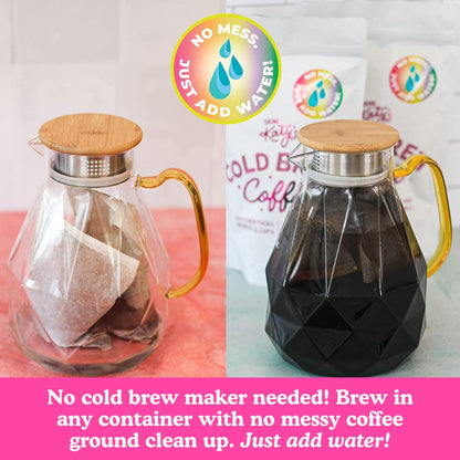 Drink Katy’s Cold Brew Coffee Packs, 6 Large Ready-to-Brew Pitcher Packets, Smooth & Delicious Dark Roast Coffee