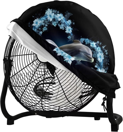 Upetstory Adorable Dolphin Fan Cover, 16 18 20 24 Inch Industrial Floor Fan Cover, Electric Household Floor Fans