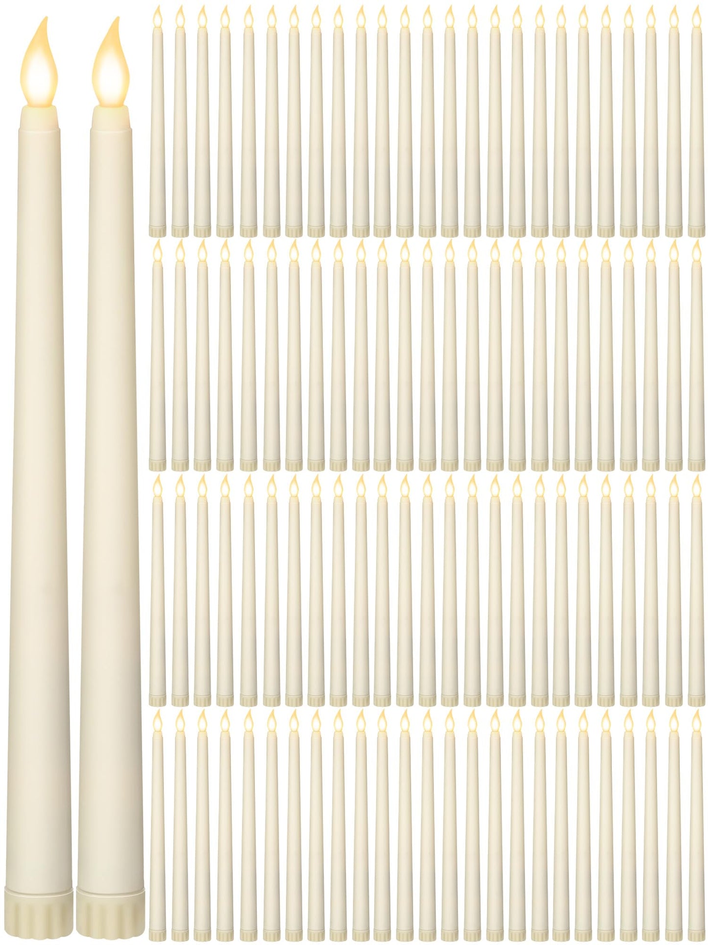 Retisee 80 Pcs 11 Inch Flameless Taper Candles LED Candles Bulk Battery Operated Taper Candle Flickering LED Candlesticks for Valentines Birthday Wedding Party Decor (Classic Style,Ivory)