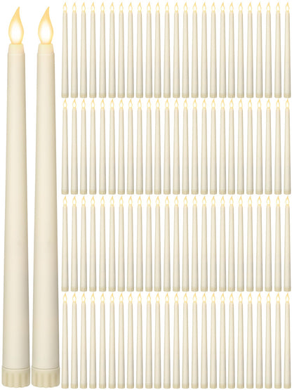 Retisee 80 Pcs 11 Inch Flameless Taper Candles LED Candles Bulk Battery Operated Taper Candle Flickering LED Candlesticks for Valentines Birthday Wedding Party Decor (Classic Style,Ivory)