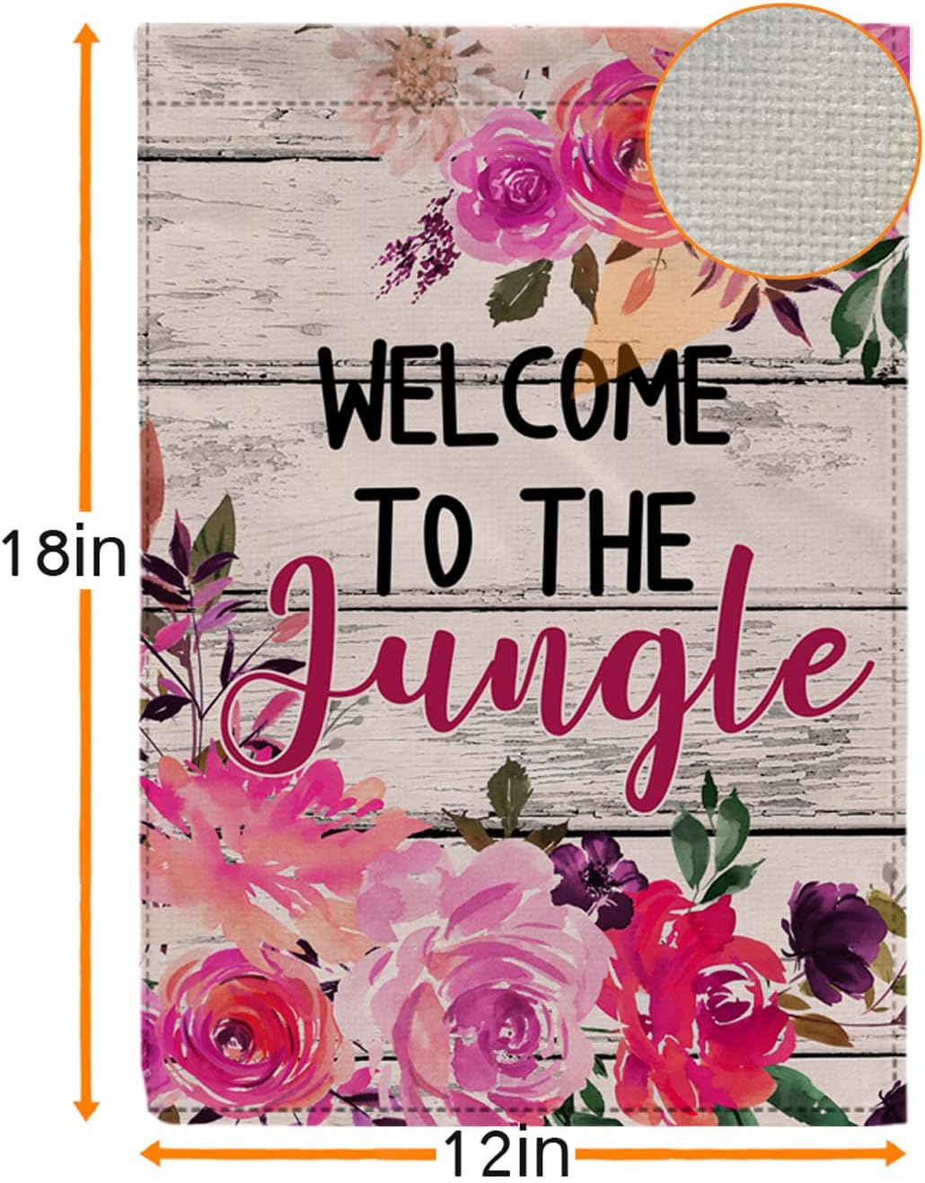 Welcome to the Jungle Fall Flag, Burlap Garden Flag for Outside, 12" x 18" Double Sided Outdoor Decor