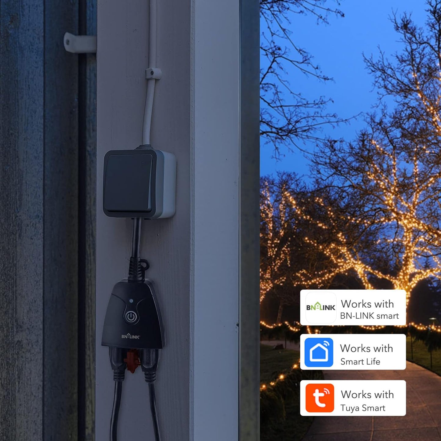 BN-LINK Smart Dimmer Plug, WiFi Outdoor Dimmer for String Lights, LED, Filament, Halogen lamp, APP Remote Control and Google Assistant, Alexa Outdoor Smart Plug, Requires 2.4 GHz Wi-Fi, Waterproof