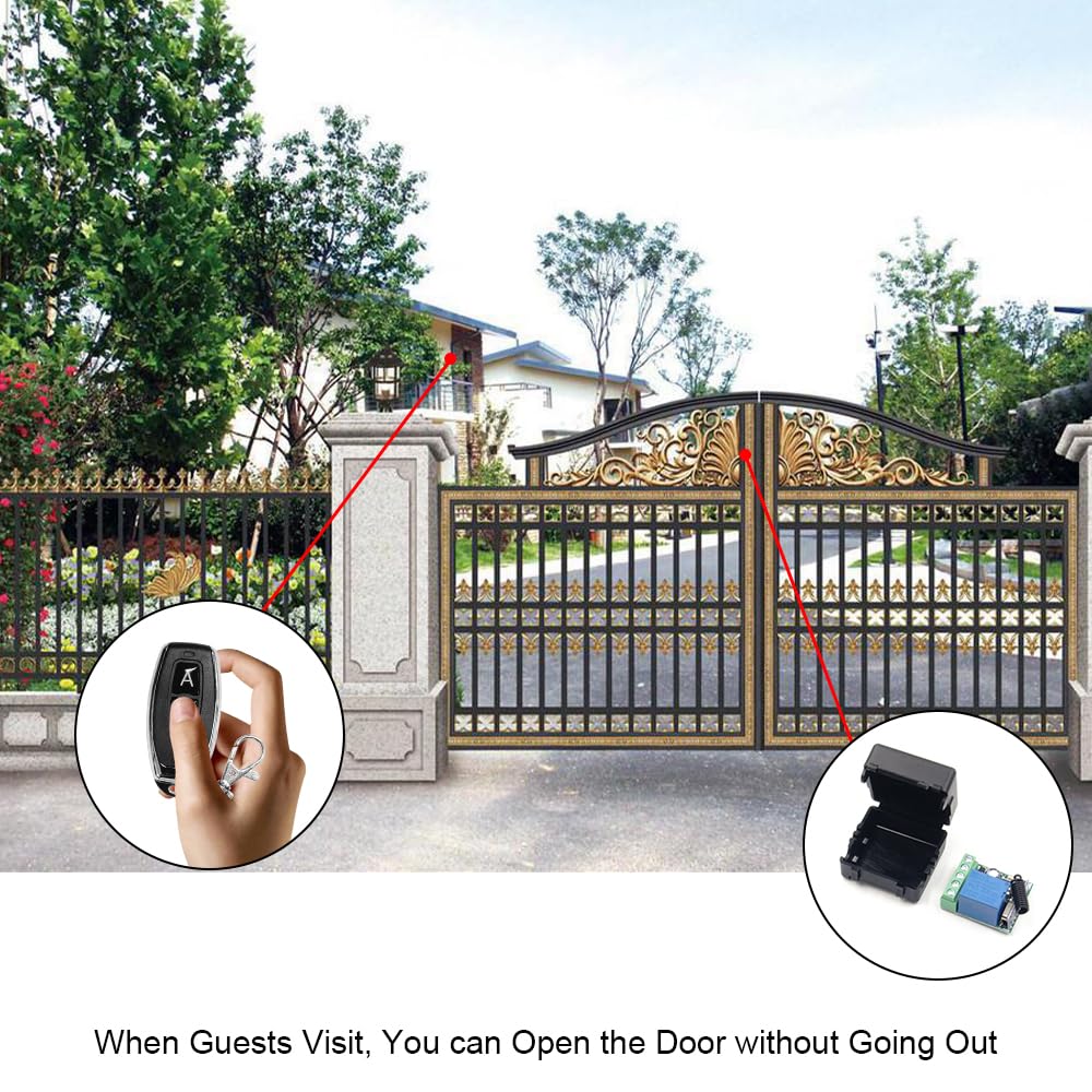 QIACHIP 433Mhz Universal Wireless Remote Control Switch DC 12V 1CH Relay Receiver Module RF Transmitter Momentary Toggle Latch for Gate Door Open,LED,Pump,Car(Transmitters 2 Button+ 1 Receiver 1CH)