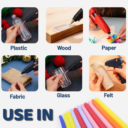 All Temperature Colorful Hot Glue Sticks, 0.27×3.94 Inch 100-Count Clear Strong Bond for High & Low Temp Glue Guns, Crafts DIY, Wood, Fabric, Metal, Plastic, Ceramics