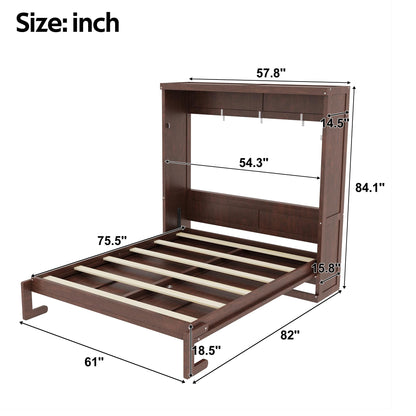 Full Murphy Bed Space-Saving Wall Bed, can be Folded into a Cabinet Bed for Multipurpose Guest Room or Home Office, Espresso