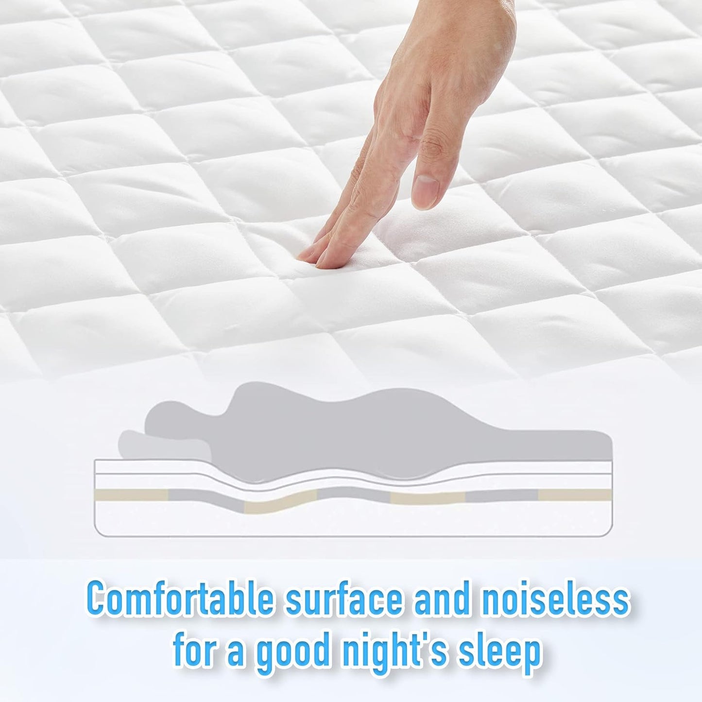 21" HYLEORY Full XL Size Waterproof Mattress Pad Protector, Breathable Quilted Mattress Cover Noiseless Waterproof
