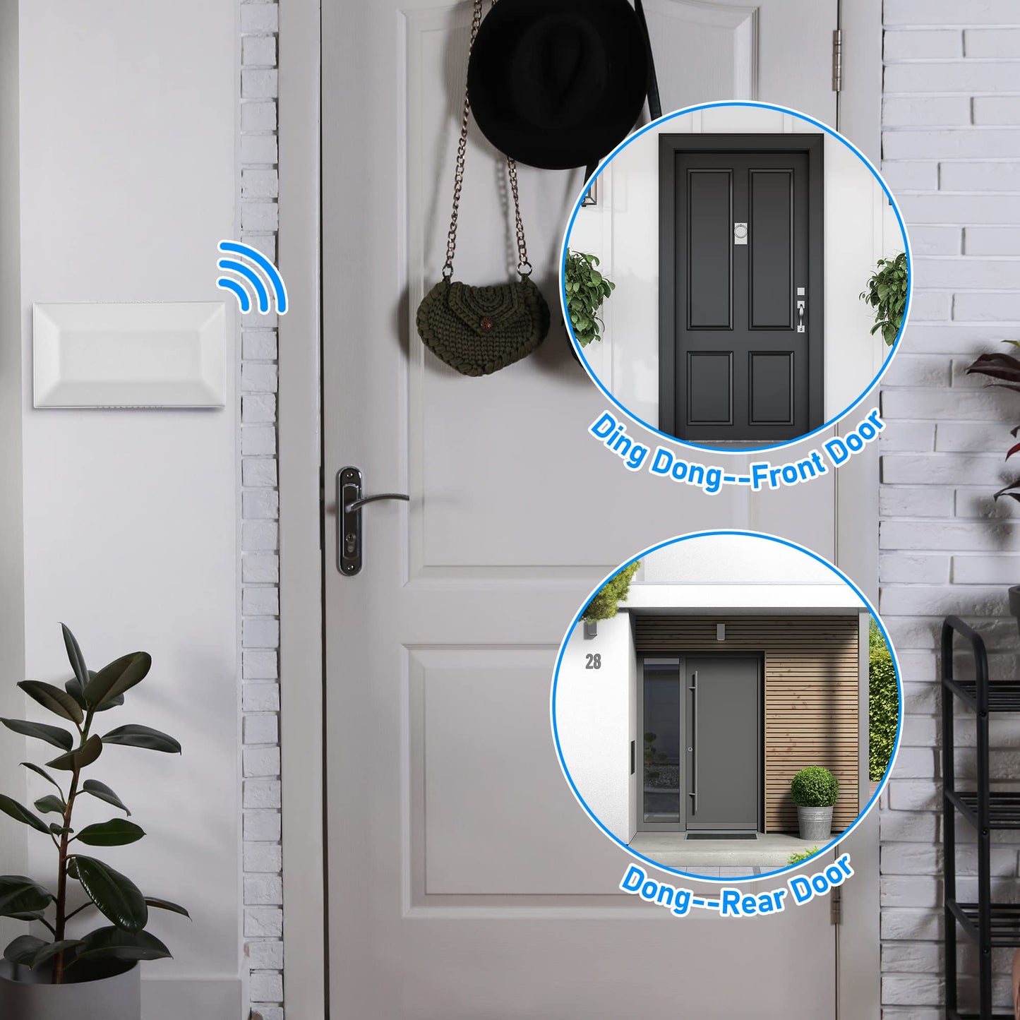 Wired Doorbell Chime, 16V 10VA Front and Rear Door Chime for Home Wall Inside, Compatible with Doorbell Botton and Transformer, Two Loud Sounds